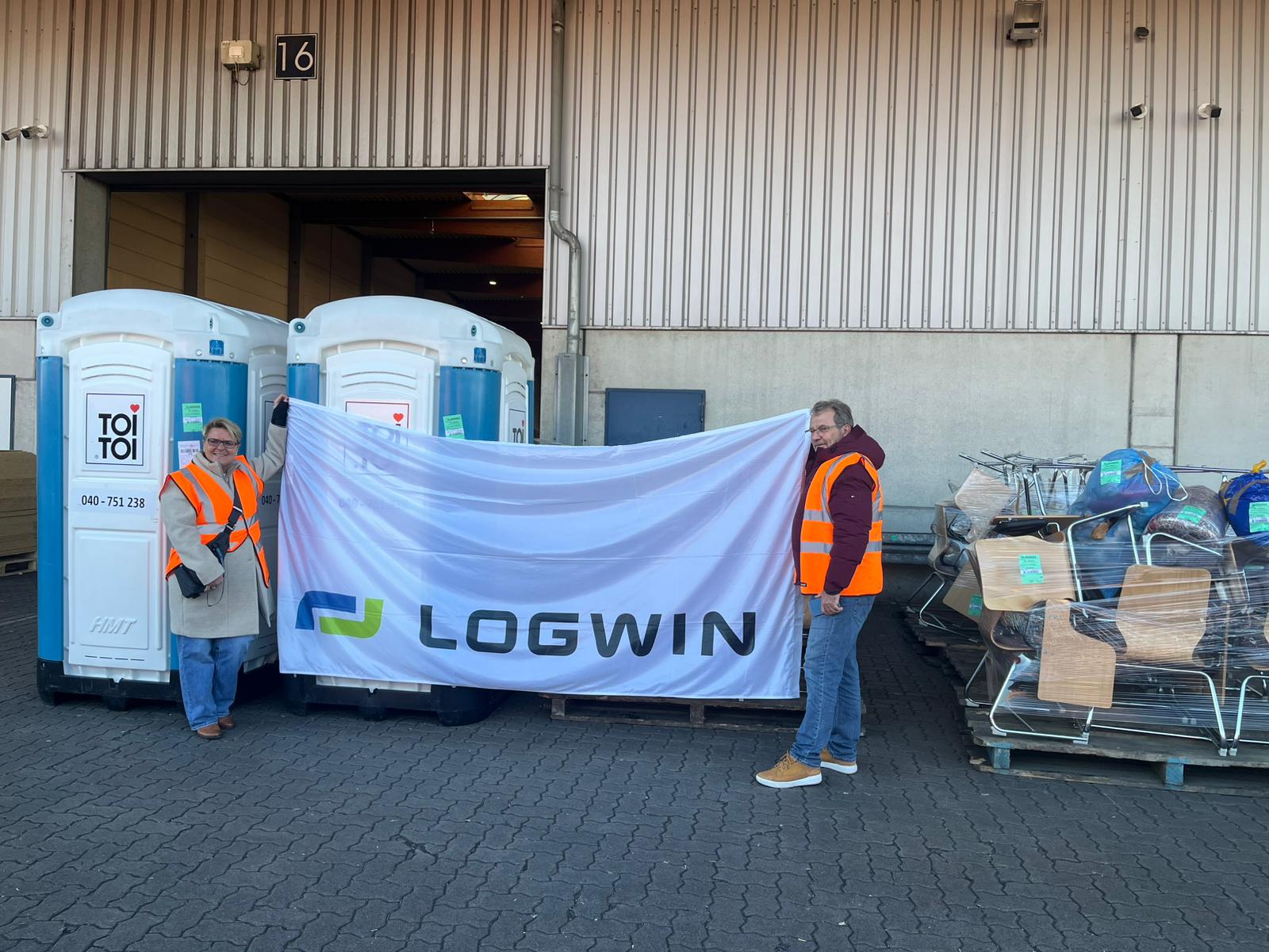 Unterstützung durch LOGWIN bei der Lieferung der Sachspenden nach Kamerun.